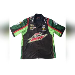 JR NATION Dale Earnhardt Jr  Mountain Dew Nascar Racing Pit Crew Shirt (Large)